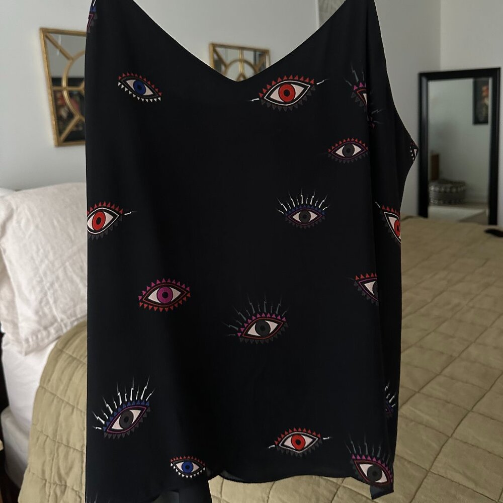 Artelier Nicole Miller Silk Evil Eye Tank
